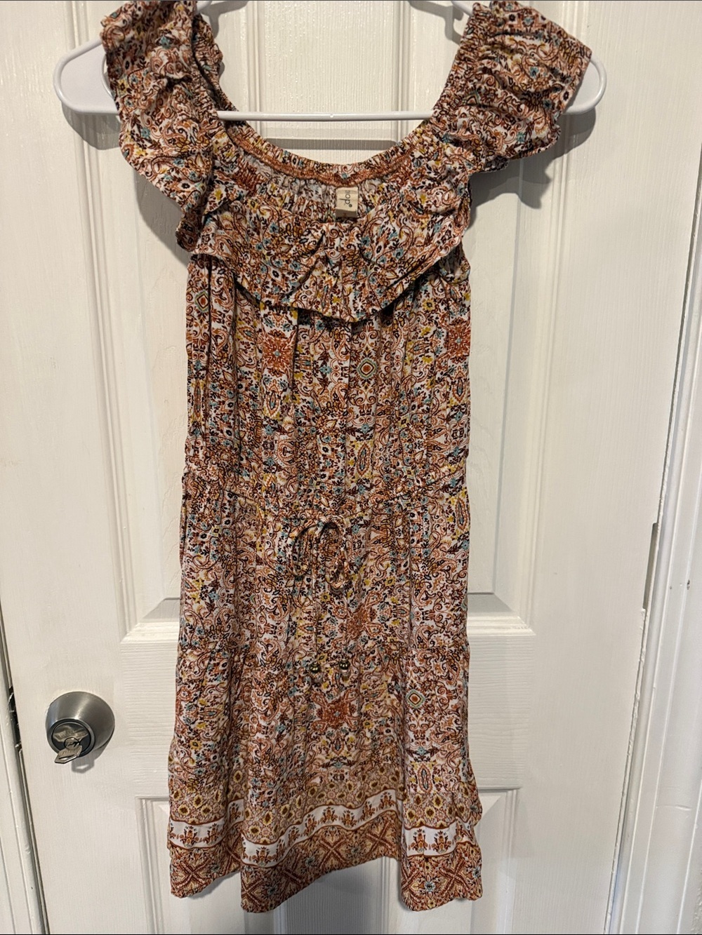 BeBop Rust and Yellow Paisley Ruffle Midi Dress